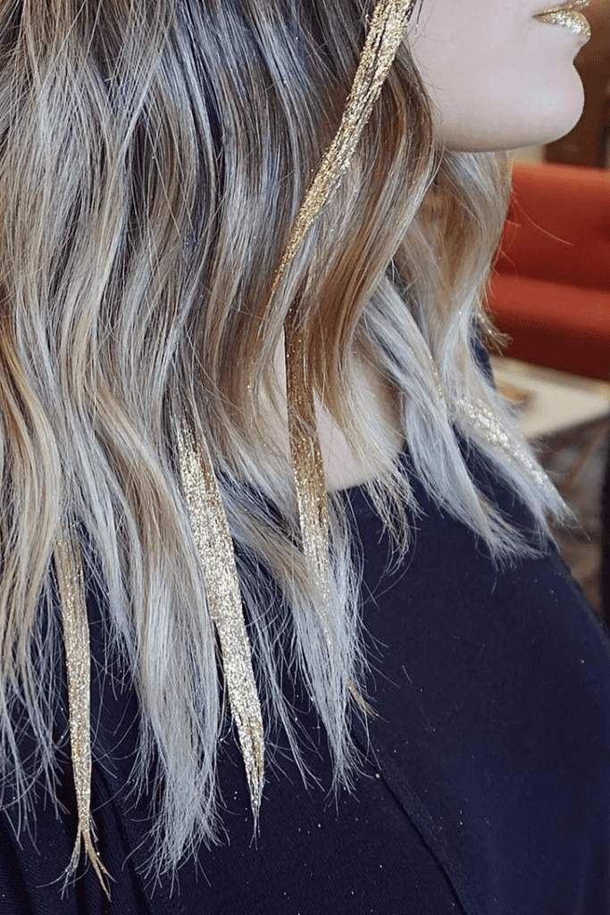 glittered hair strands